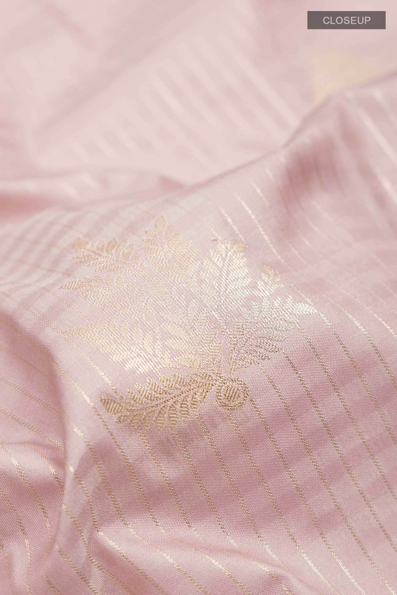 Rose Gold Zari Butta Art Silk Saree with Rich Border
