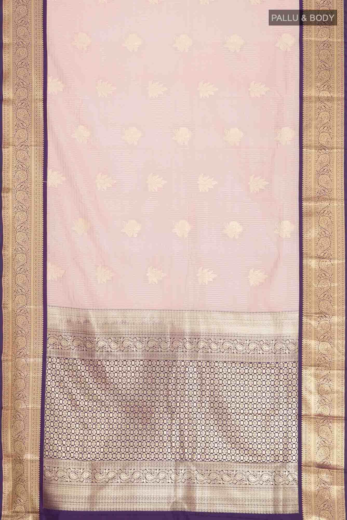 Rose Gold Zari Butta Art Silk Saree with Rich Border