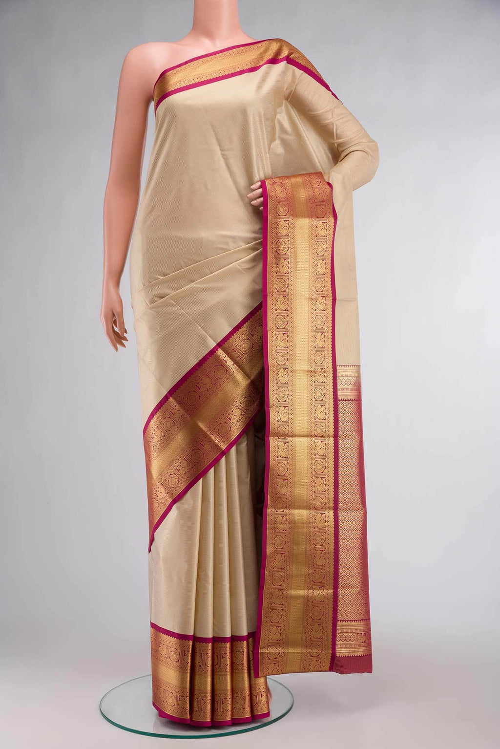 Beige Art Silk Saree with Rich Border