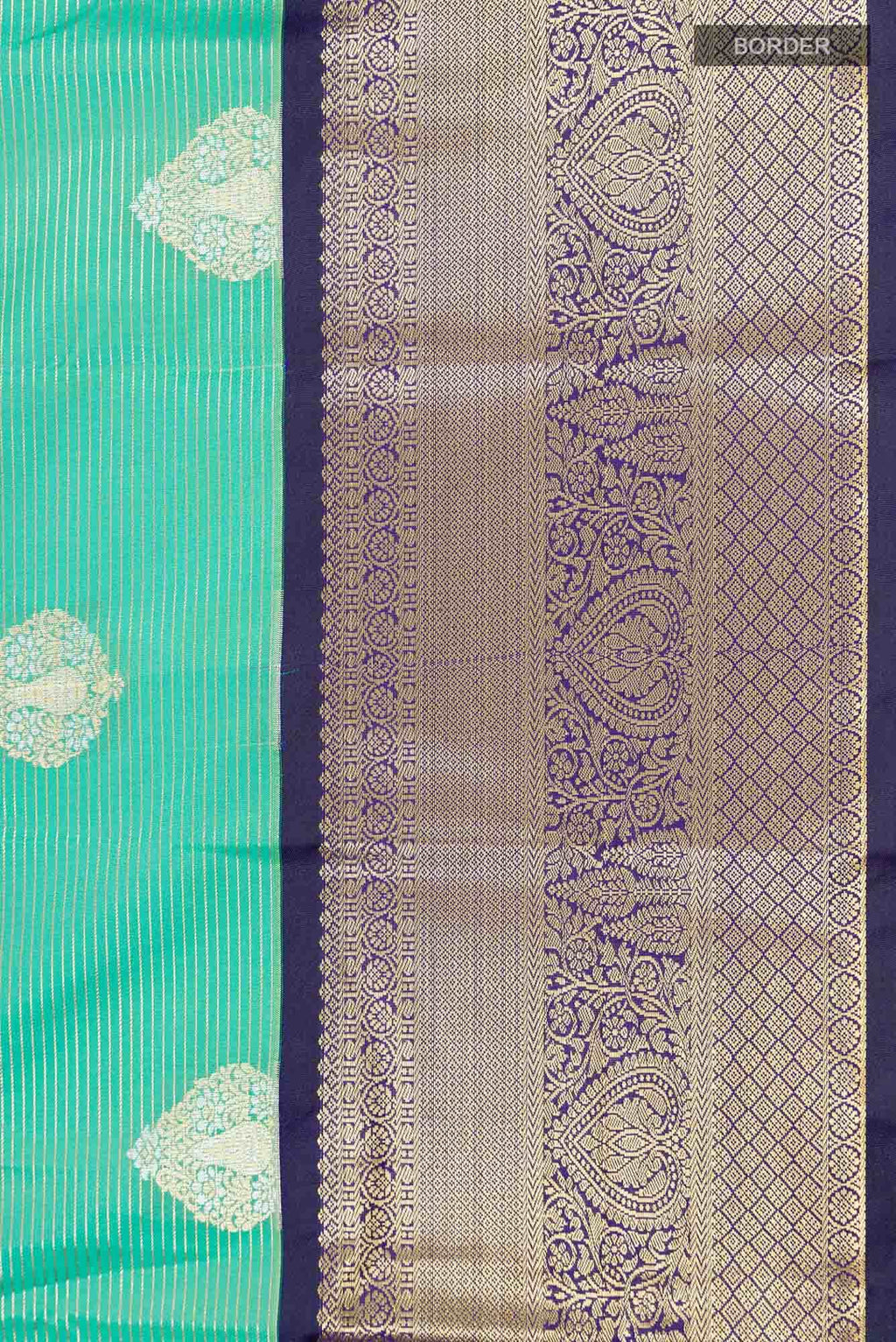 Sea Green Zari Butta Art Silk Saree with Rich Border