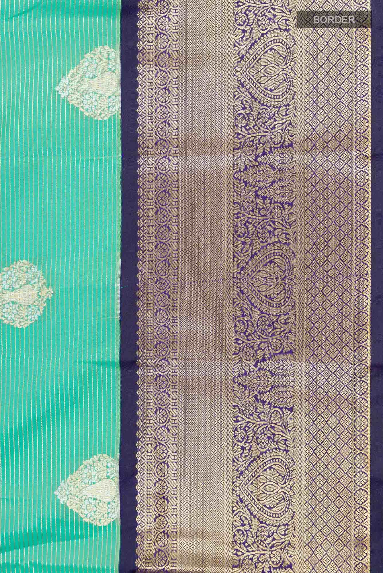 Sea Green Zari Butta Art Silk Saree with Rich Border