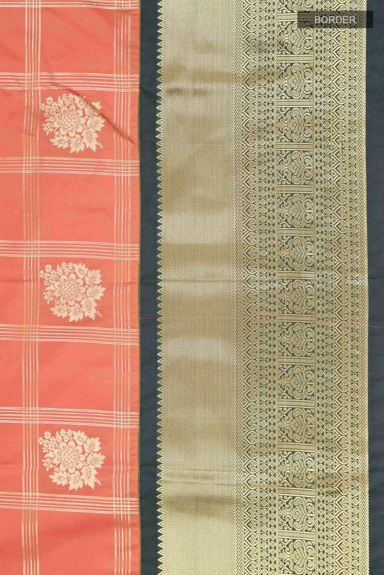 Orange Zari Butta Art Silk Saree with Rich Border