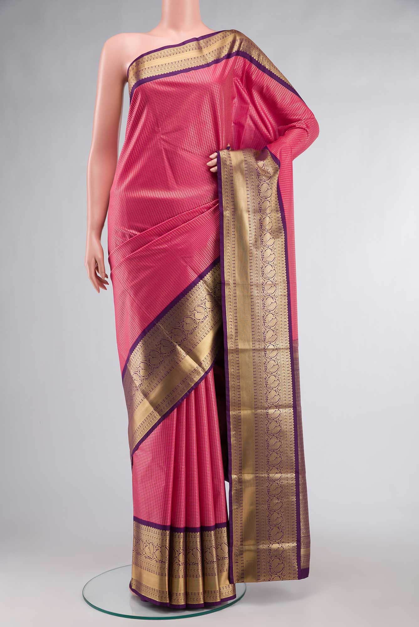 Pink Art Silk Saree with Rich Border