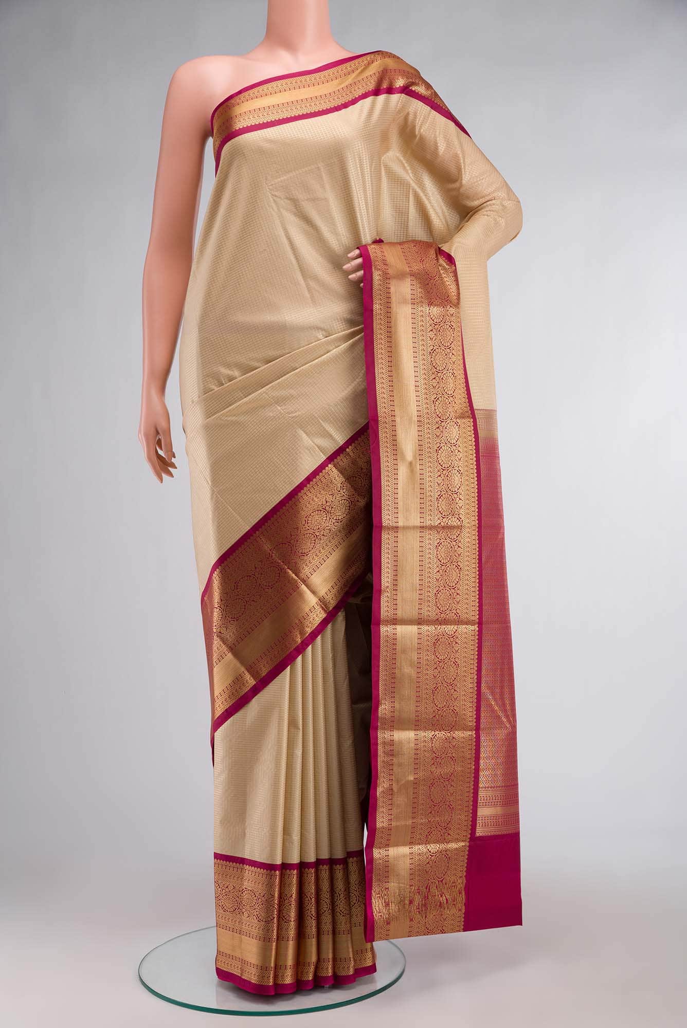 Beige Art Silk Saree with Rich Border
