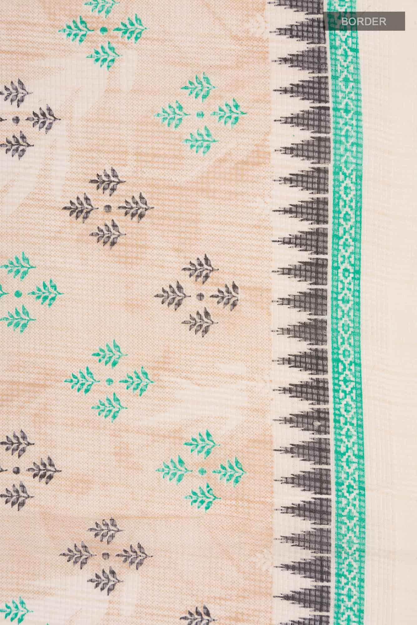 Beige Blended Kota Cotton Saree