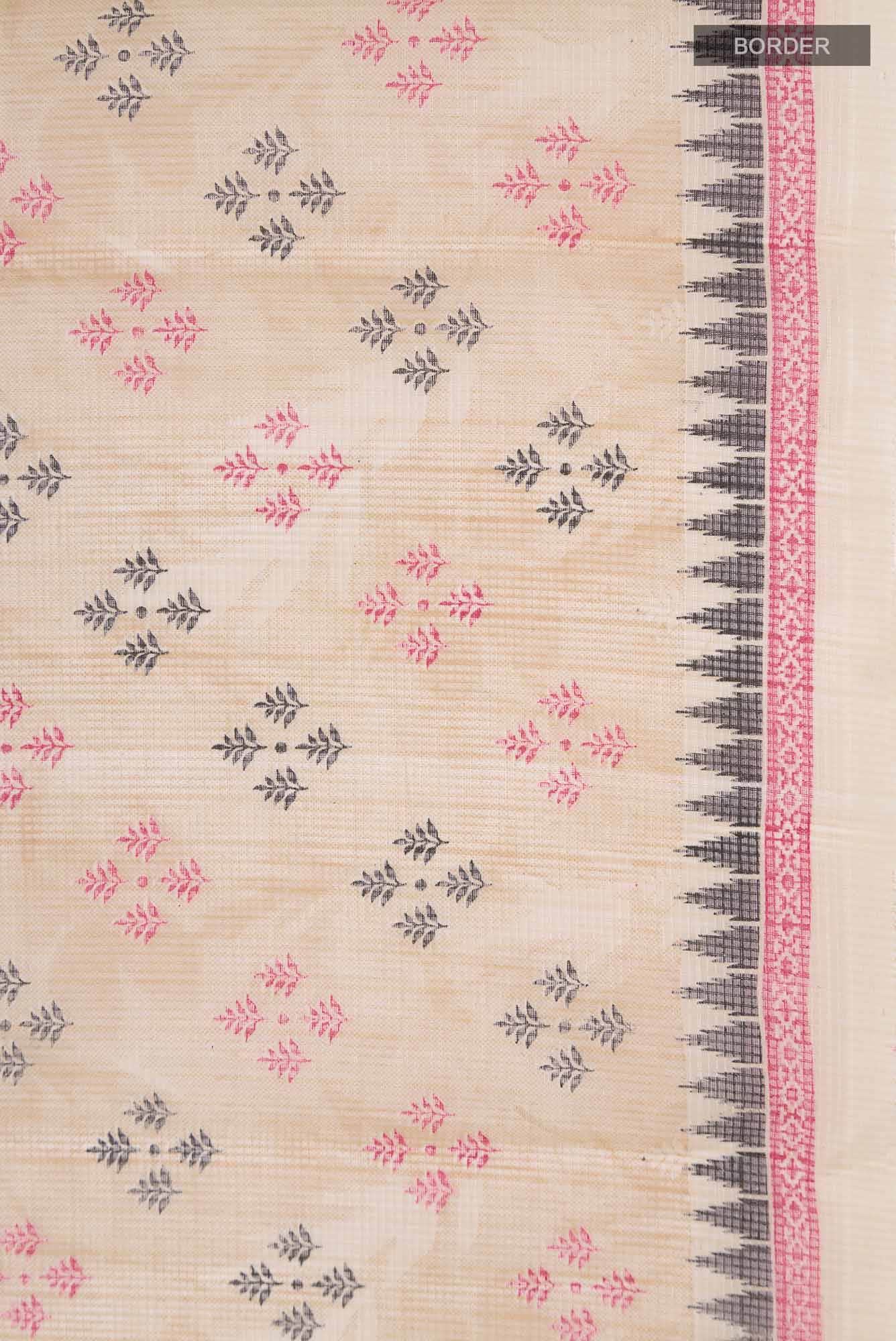 Beige Blended Kota Cotton Saree