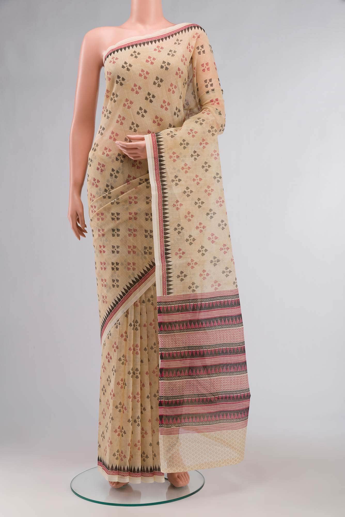 Beige Blended Kota Cotton Saree