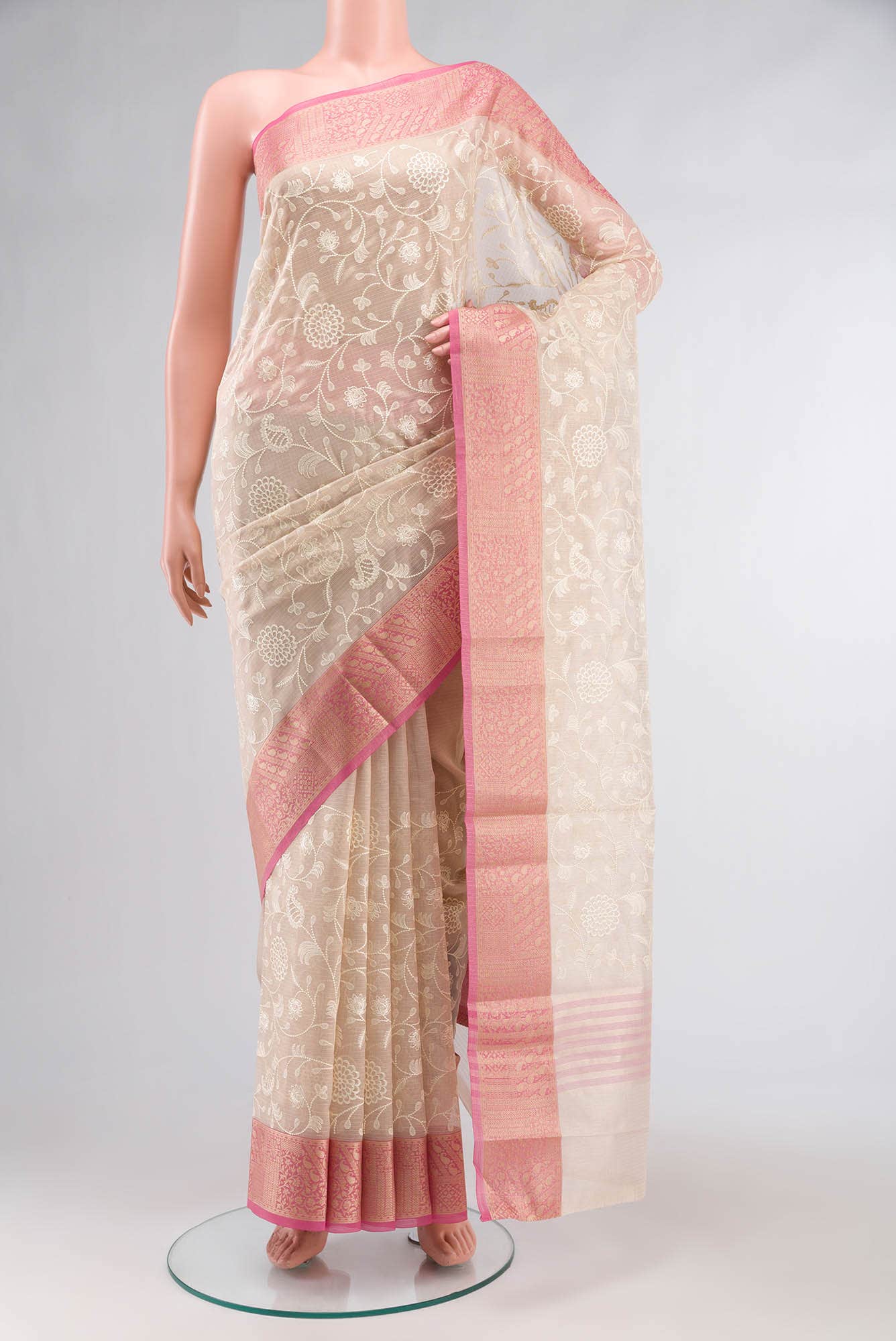 Beige Kota Cotton Saree