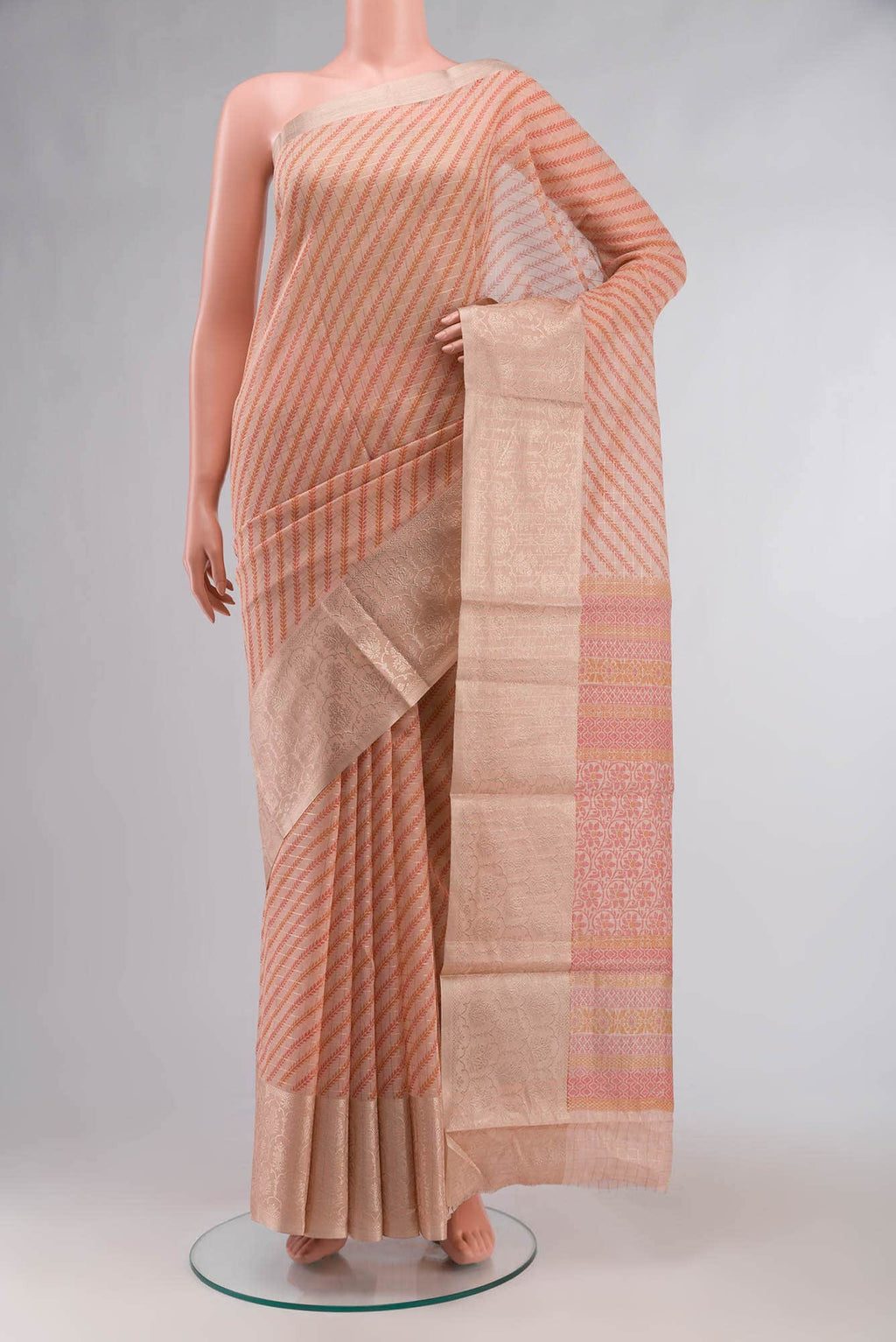 Peach Blended Silk Cotton Saree
