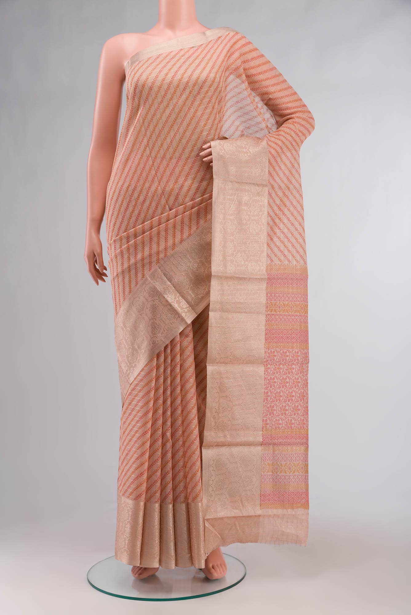 Peach Blended Silk Cotton Saree