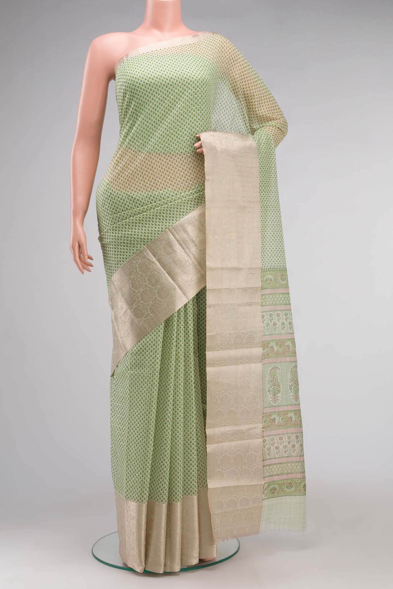Green Blended Silk Cotton Saree