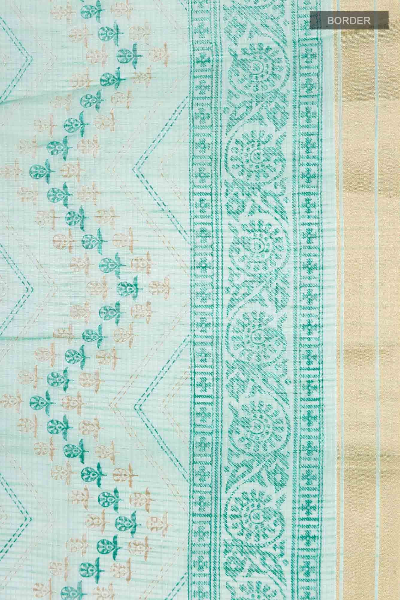 Green Blended Kota Cotton Saree