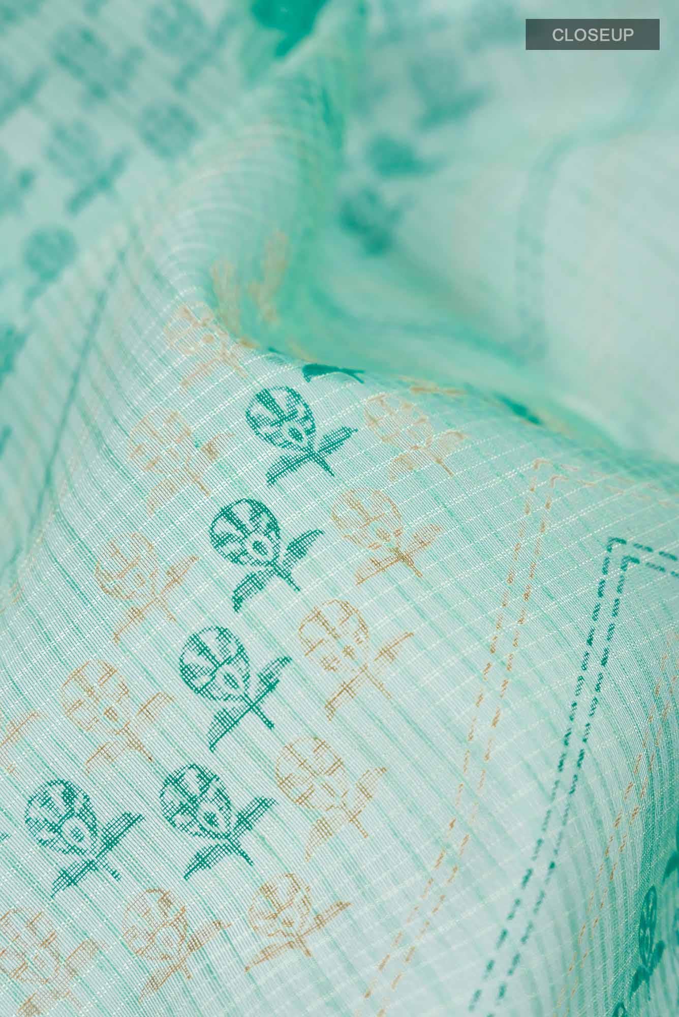 Green Blended Kota Cotton Saree