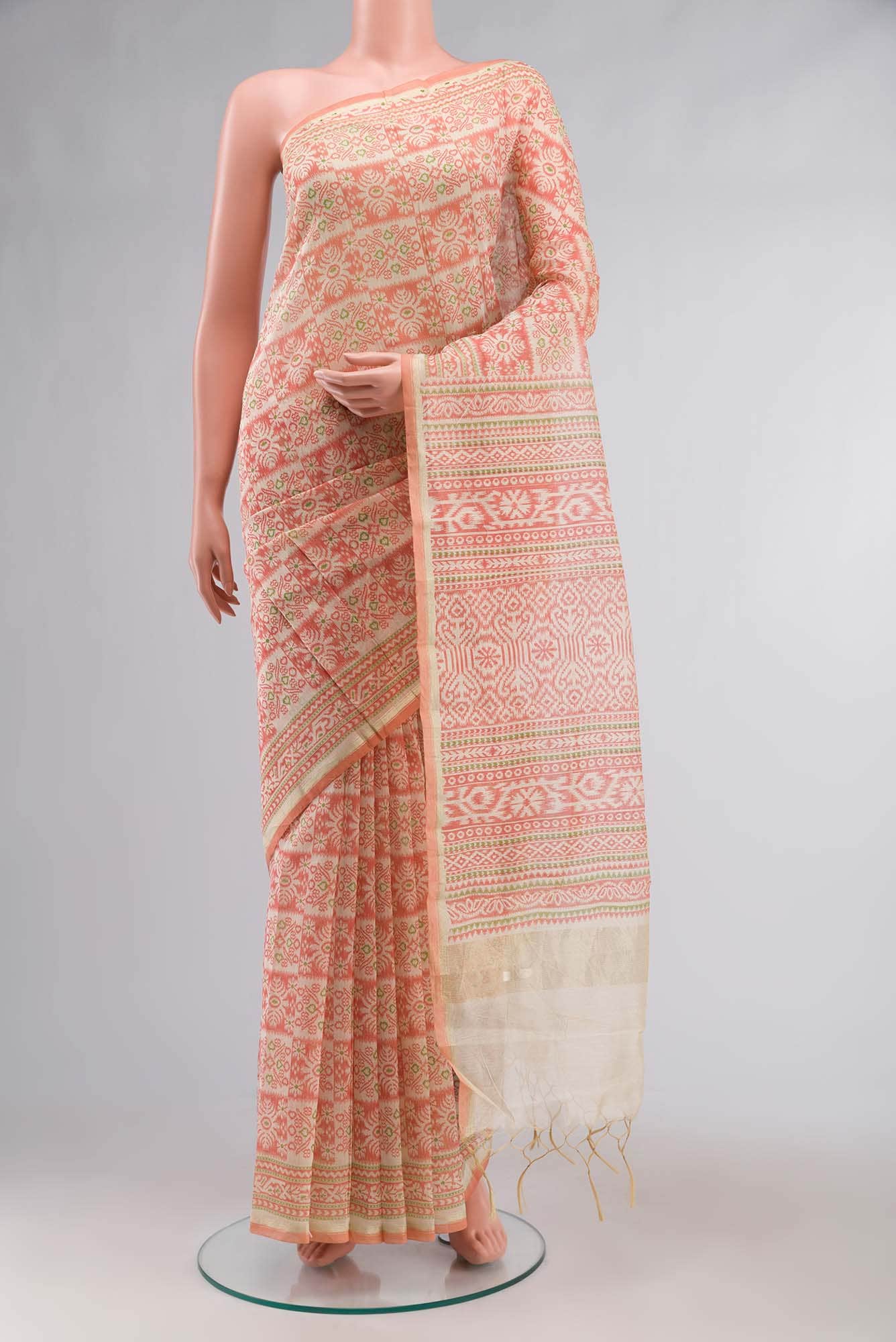 Beige Blended Silk Cotton Saree