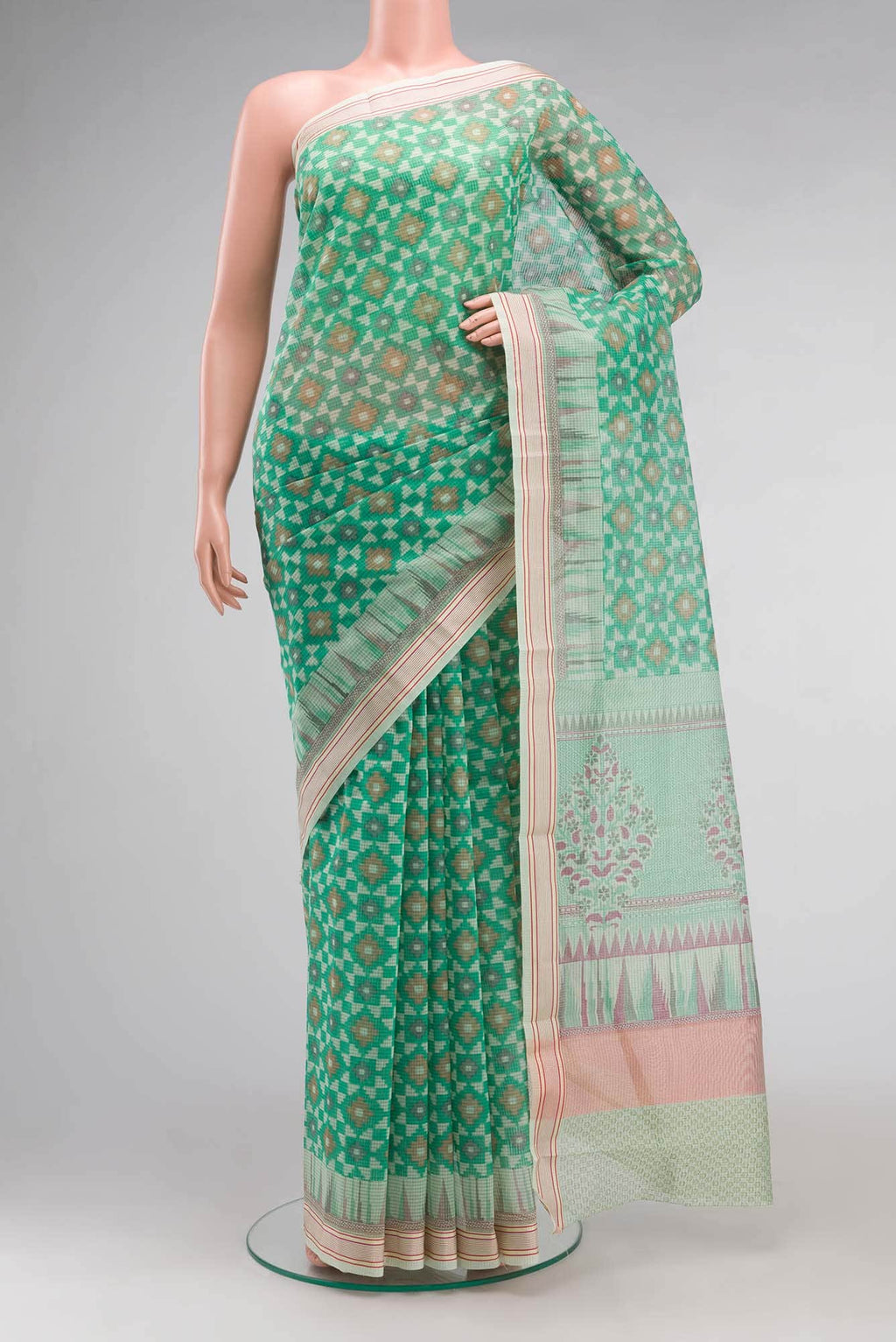 Green Blended Kota Cotton Saree