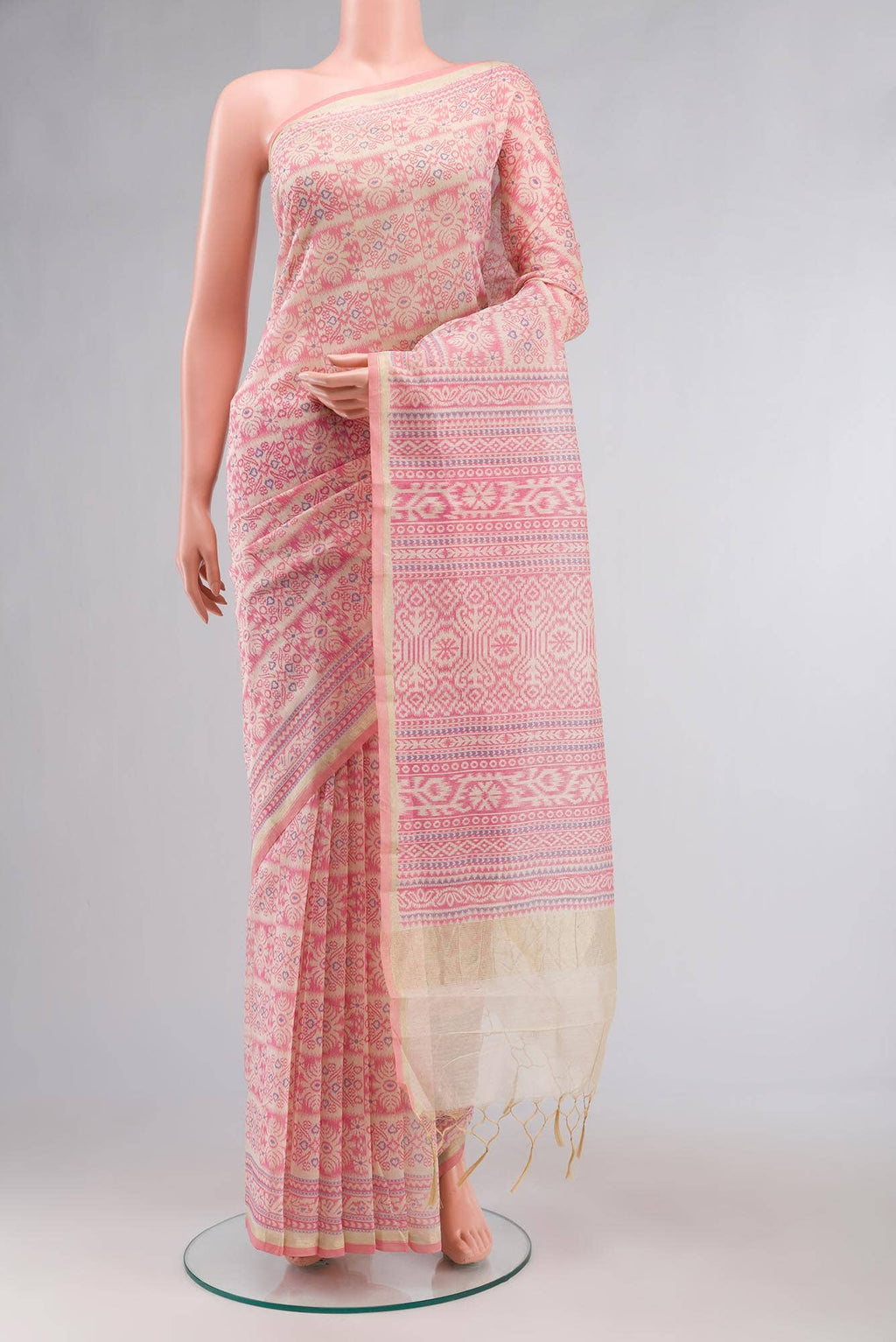 Beige Blended Silk Cotton Saree