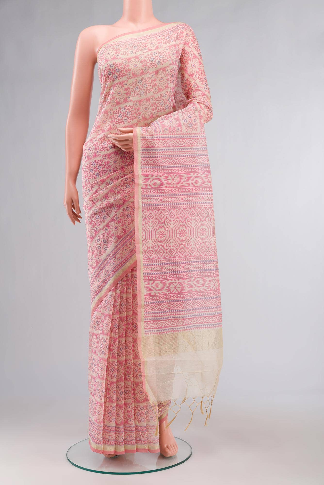 Beige Blended Silk Cotton Saree