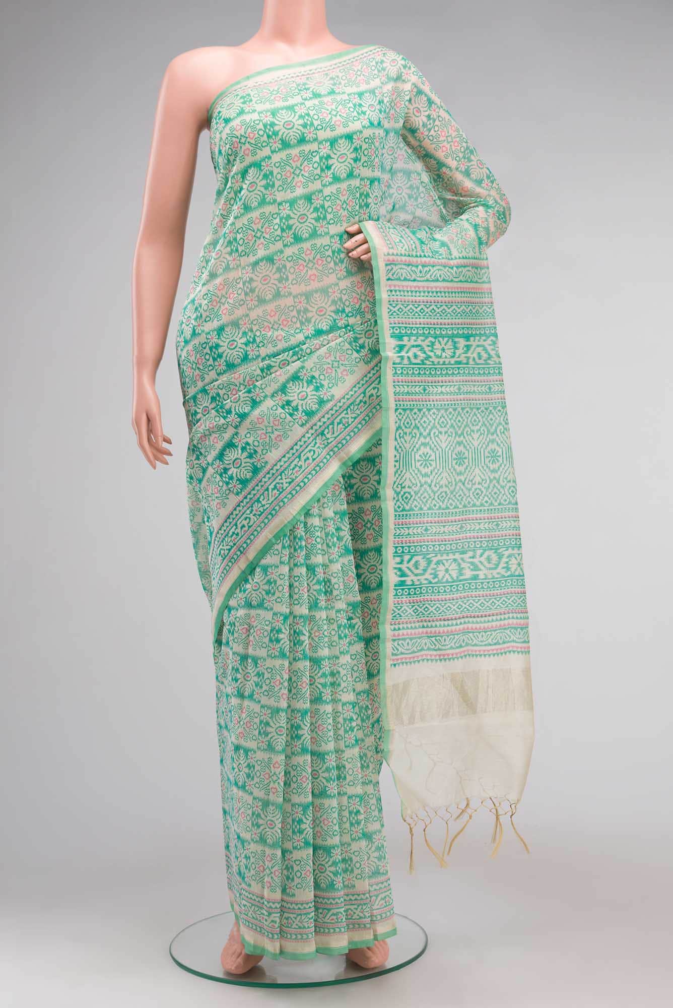 Green Blended Silk Cotton Saree