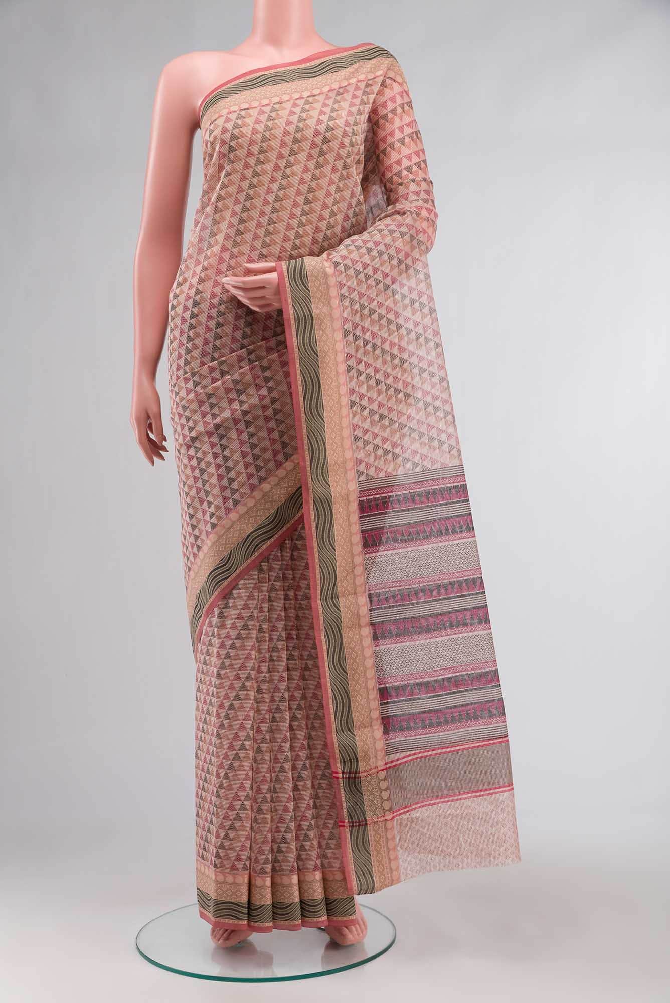 Peach Blended Kota Cotton Saree