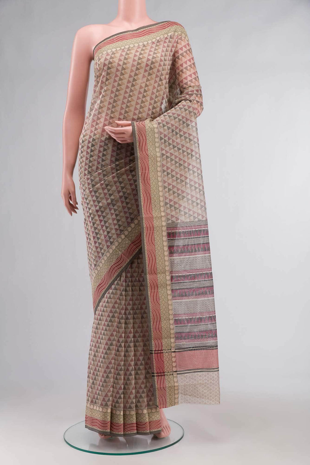 Beige Blended Kota Cotton Saree