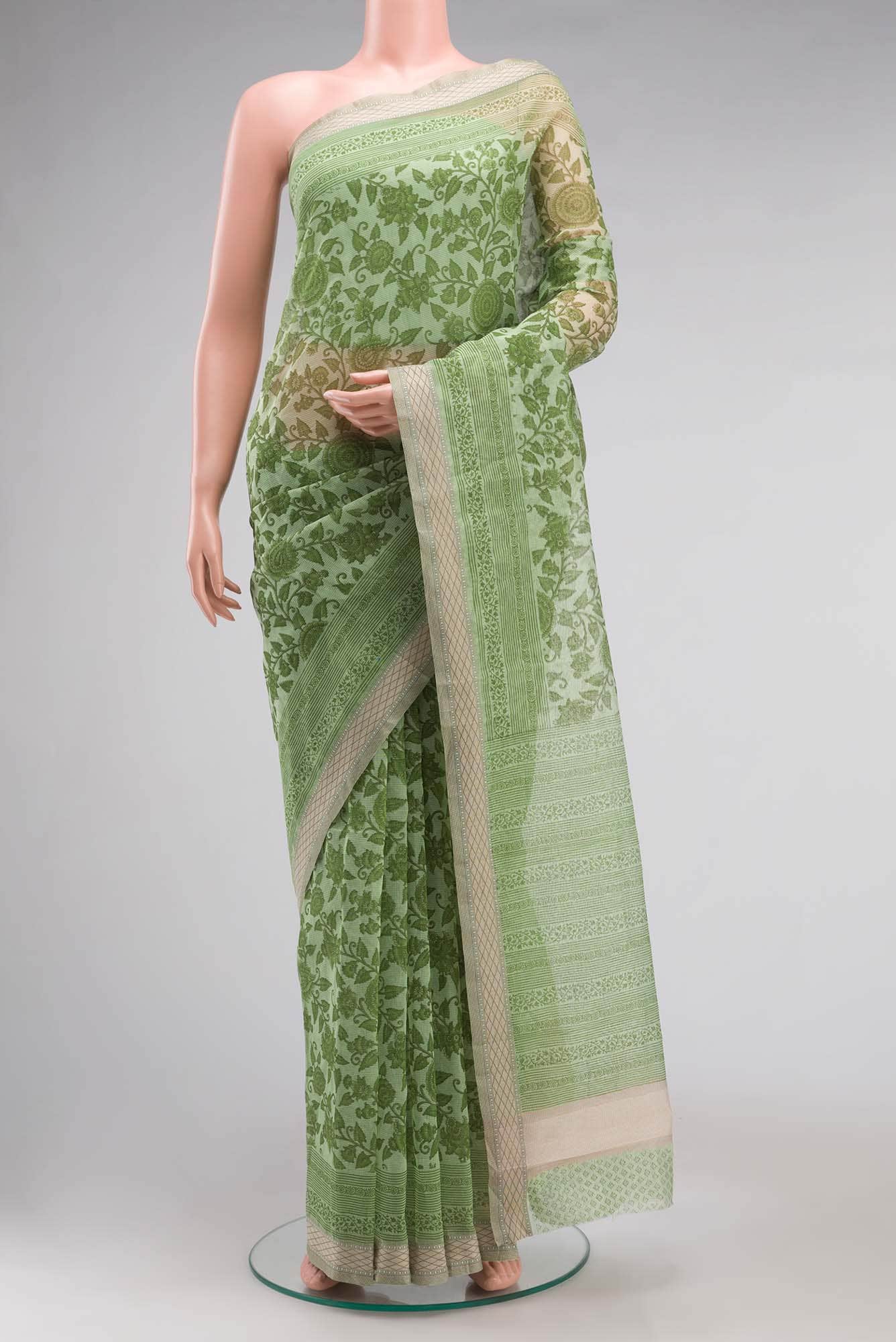 Green Blended Kota Cotton Saree