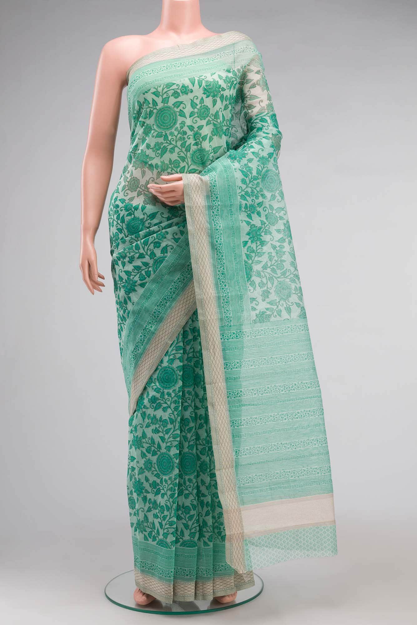 Green Blended Kota Cotton Saree