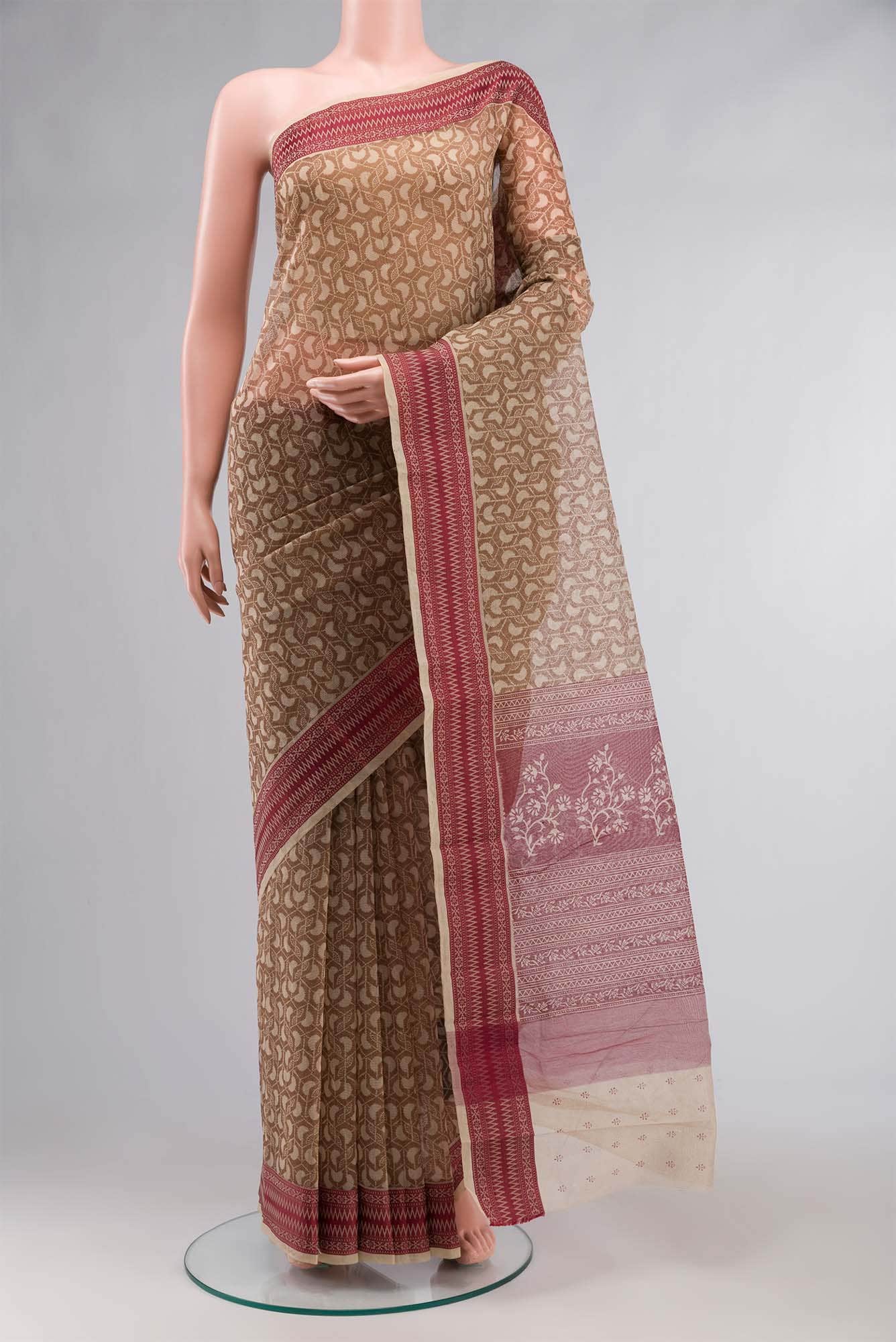 Beige Blended Kota Cotton Saree