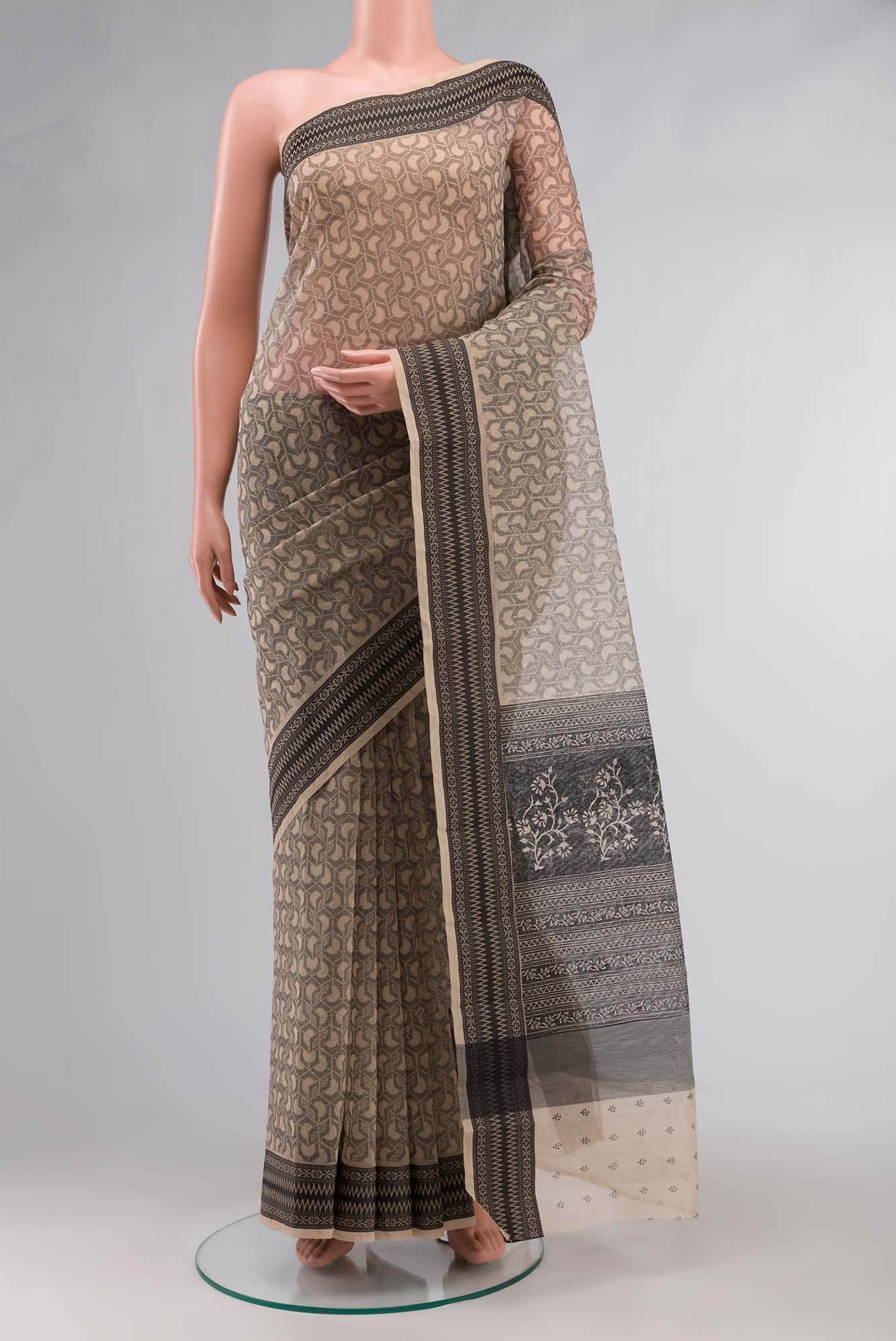 Beige Blended Kota Cotton Saree