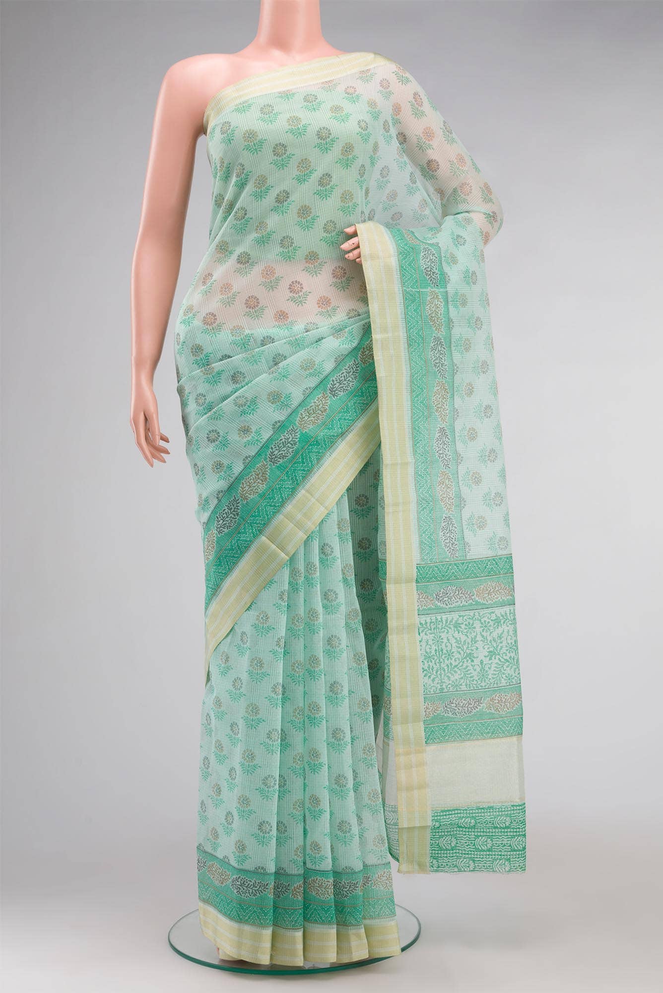 Green Blended Kota Cotton Saree