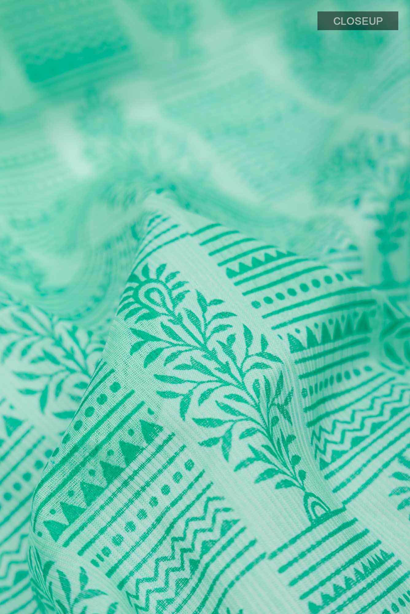 Green Blended Kota Cotton Saree
