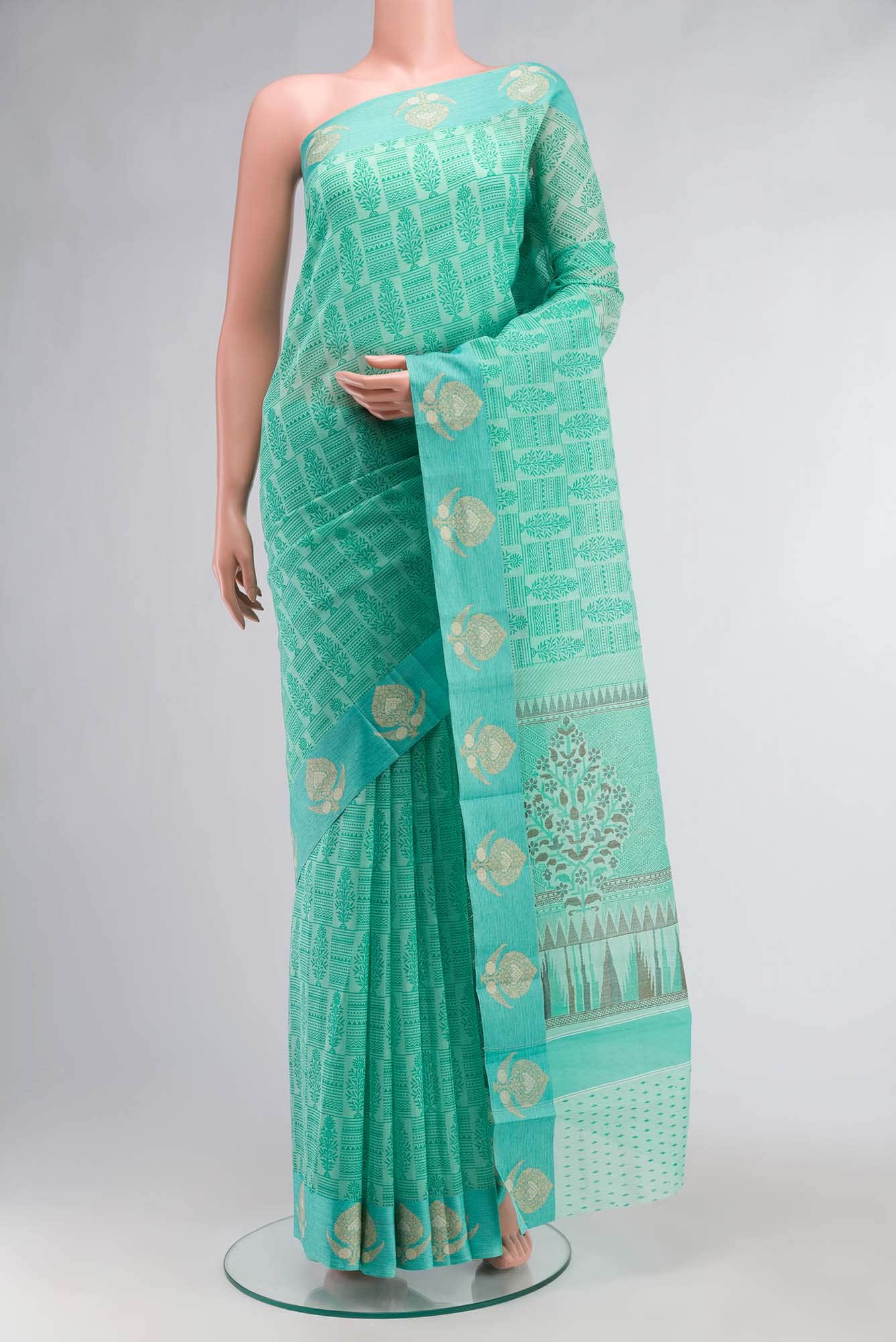 Green Blended Kota Cotton Saree