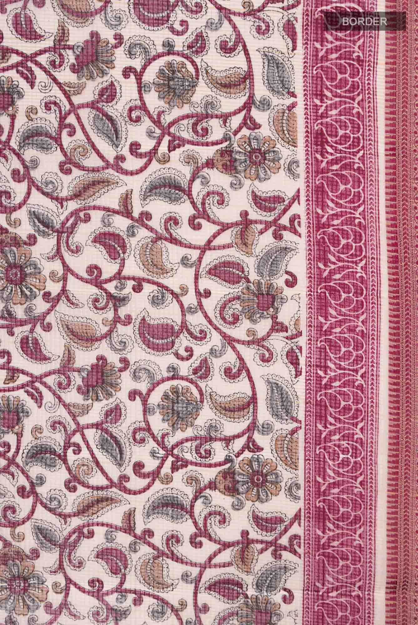 Beige Blended Kota Cotton Saree