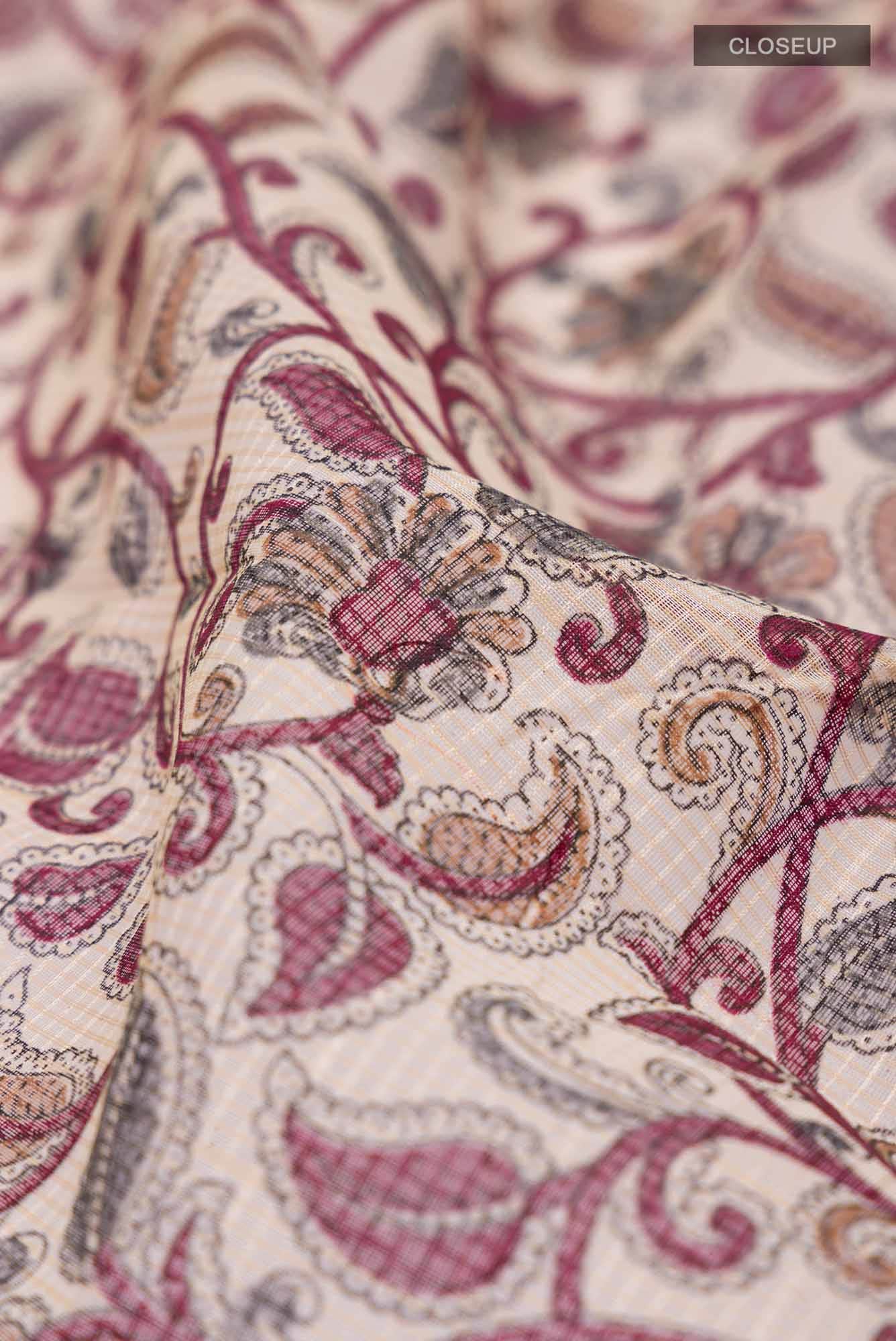 Beige Blended Kota Cotton Saree