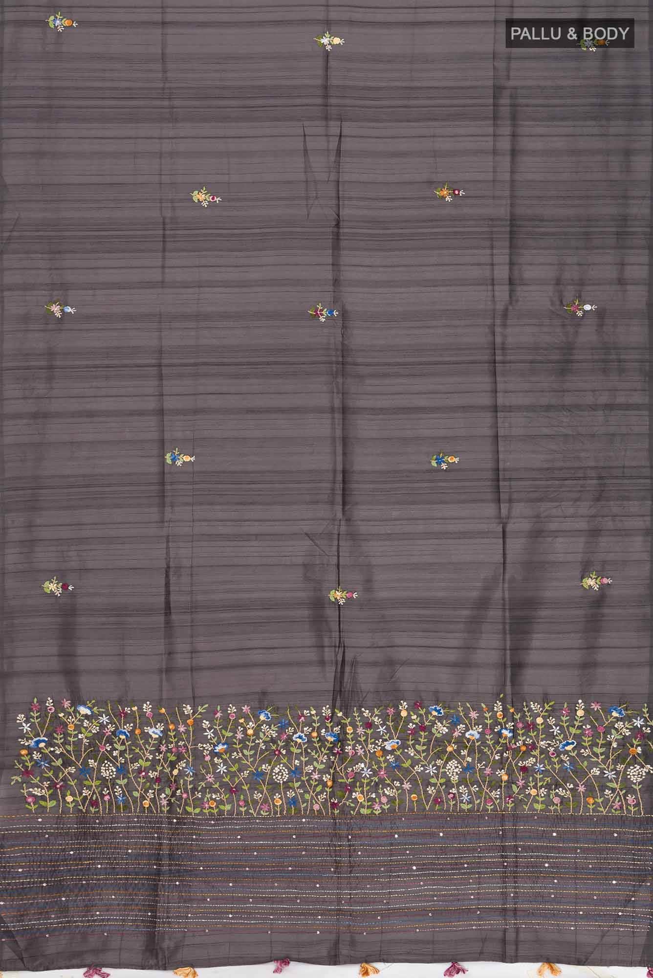 Black Blended Tussar Silk Saree