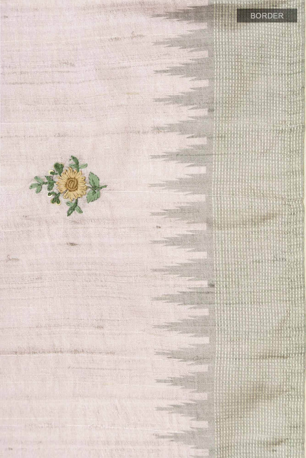 Beige Blended Tussar Silk Saree