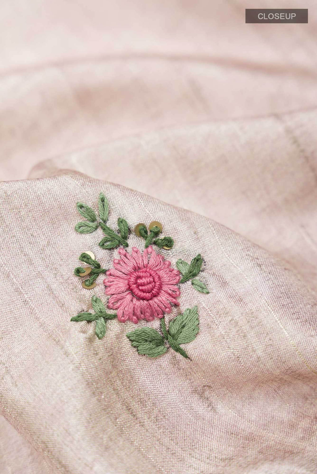 Beige Blended Tussar Silk Saree