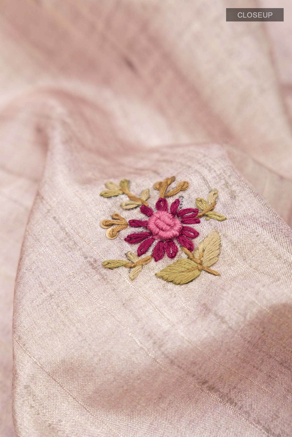 Beige Blended Tussar Silk Saree