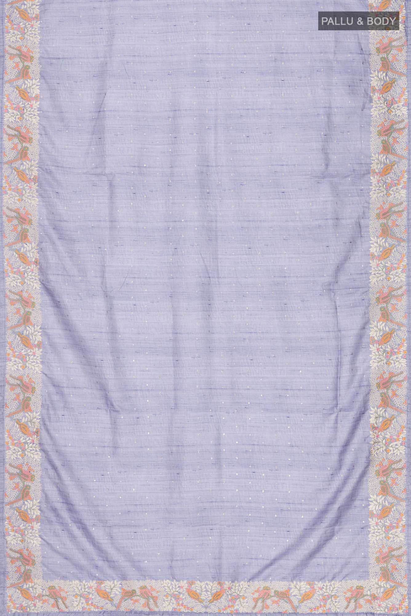 Blue Blended Tussar Silk Saree