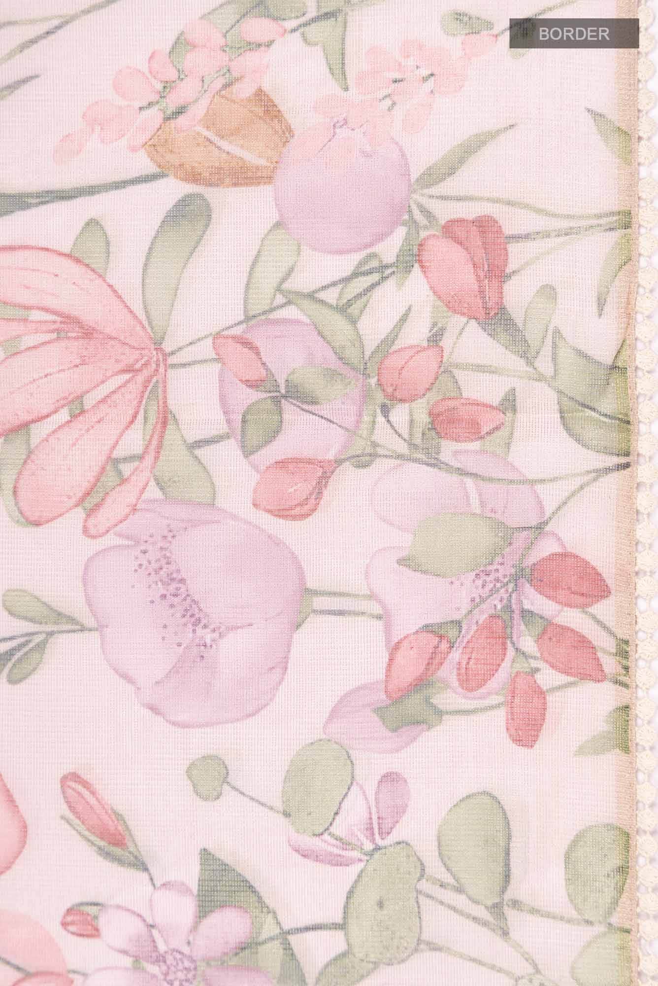 Peach Blended Kota Cotton Saree