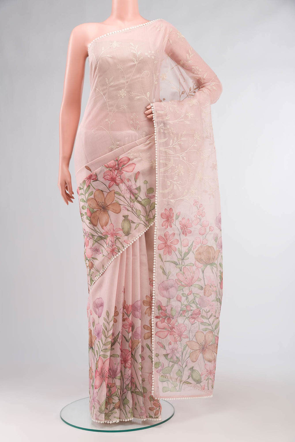 Peach Blended Kota Cotton Saree