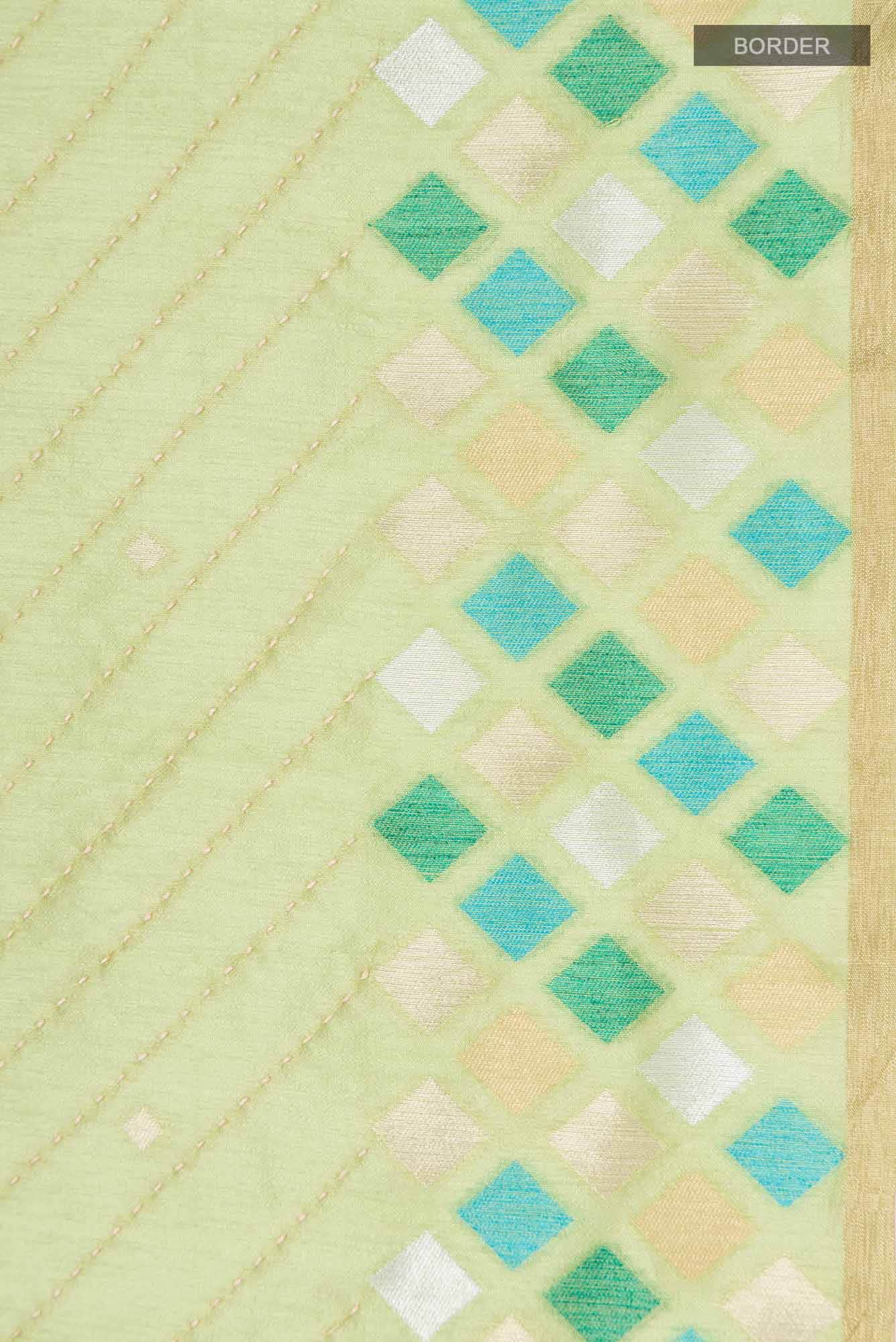 Green Blended Raw Silk Saree