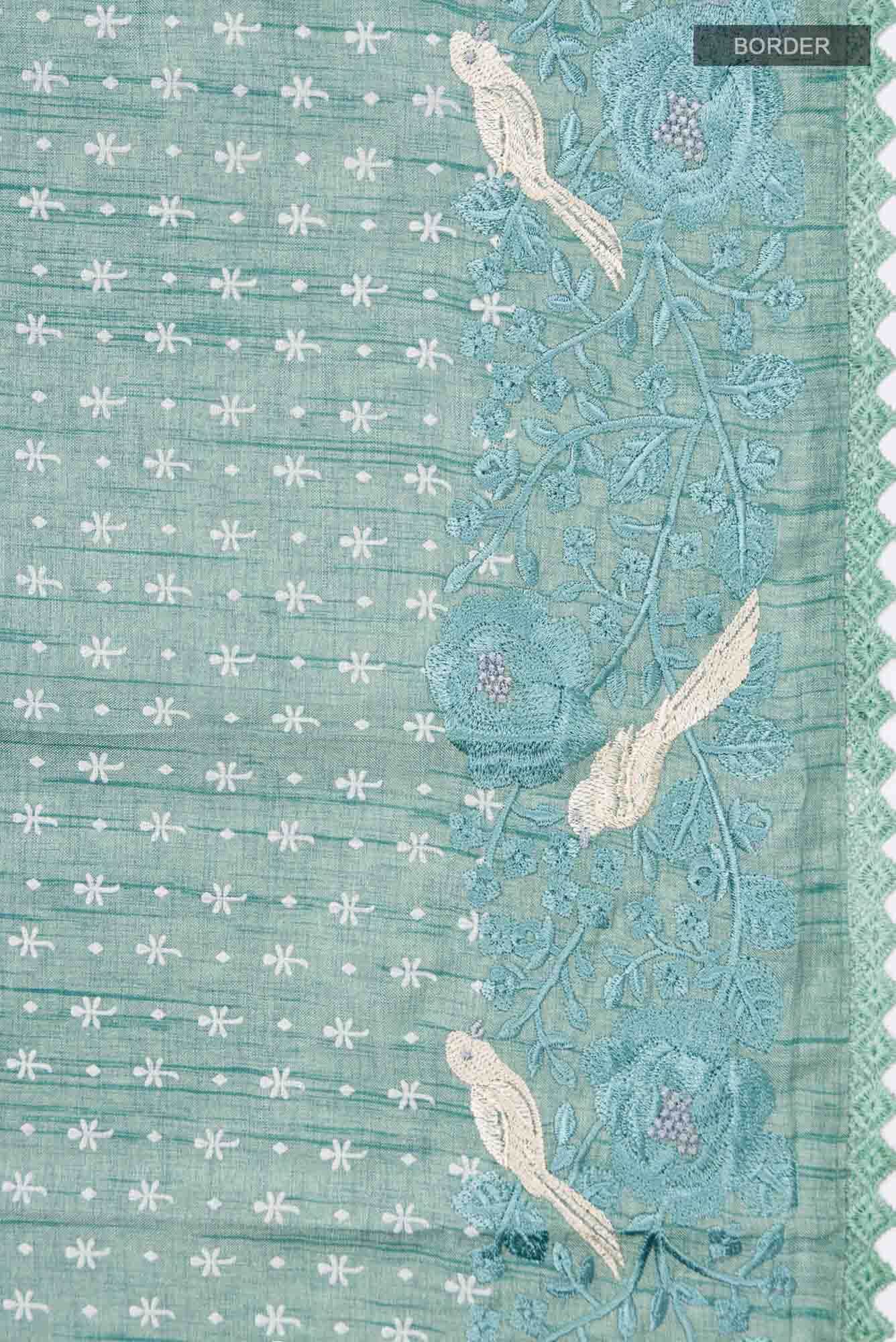 Green Blended Tussar Silk Saree