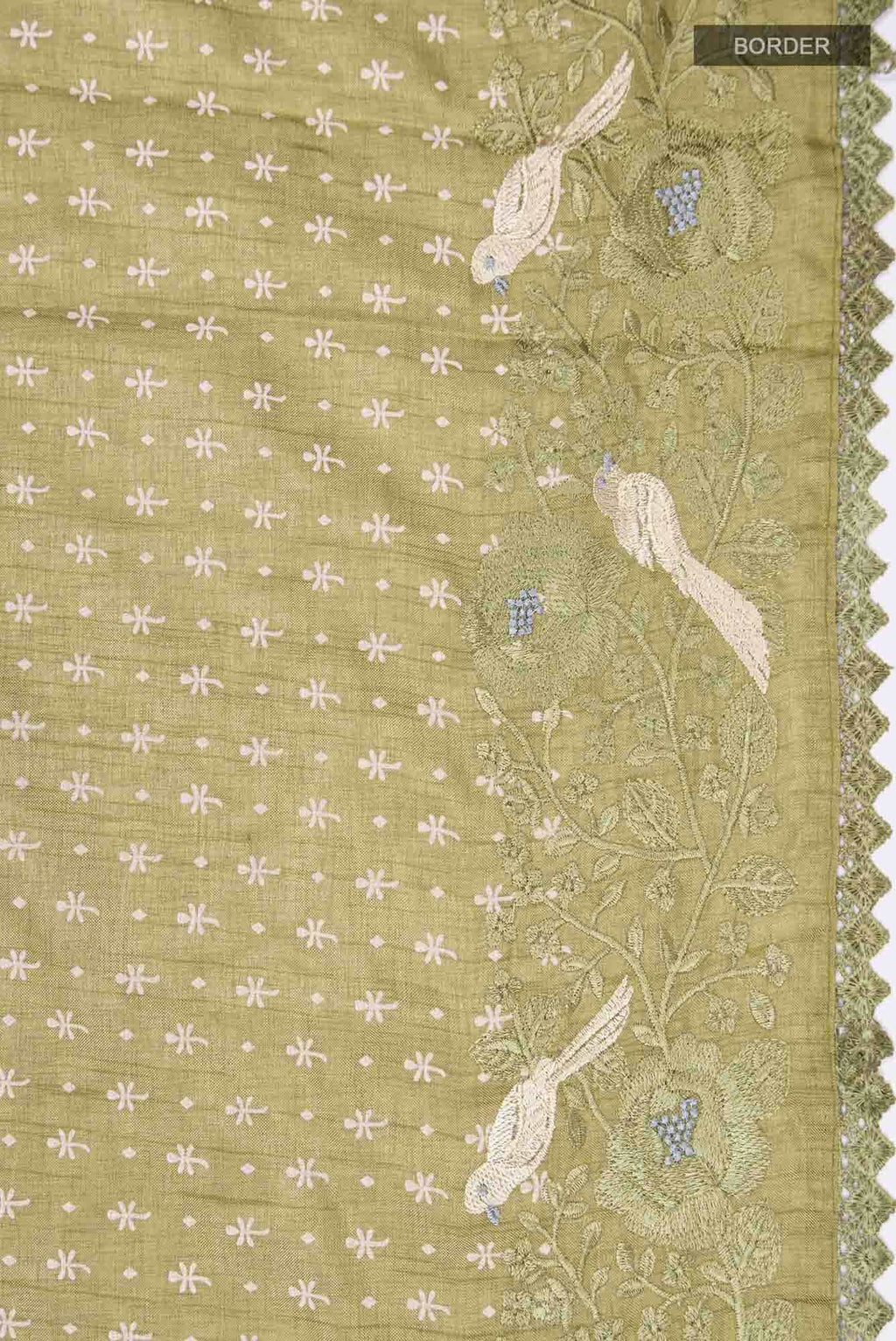 Green Blended Tussar Silk Saree