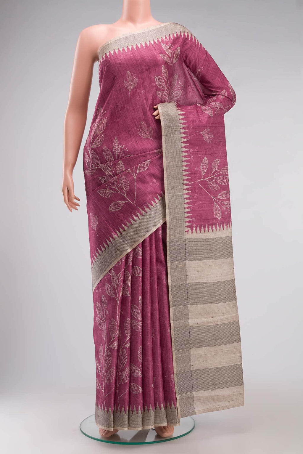 Pink Blended Tussar Silk Saree