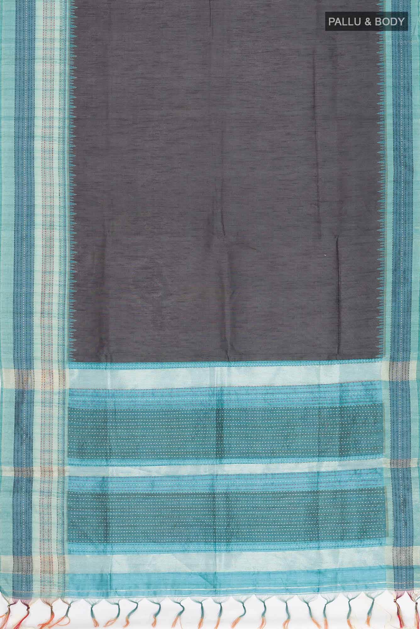 Black Blended Tussar Silk Saree