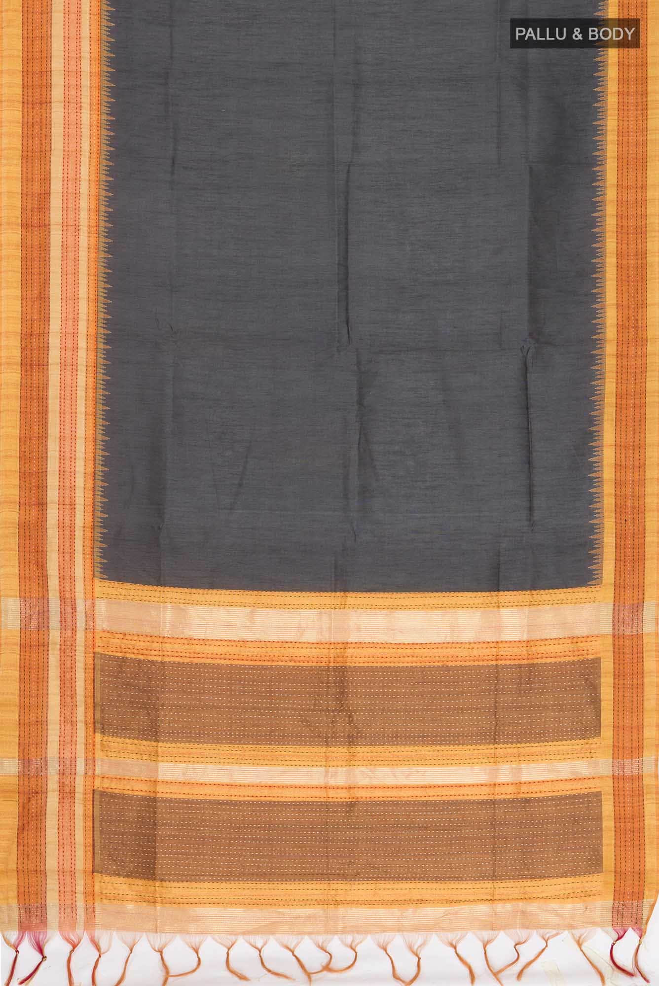 Black Blended Tussar Silk Saree