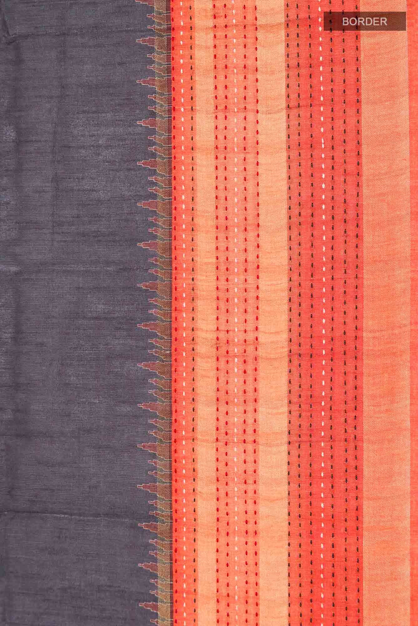 Black Blended Tussar Silk Saree