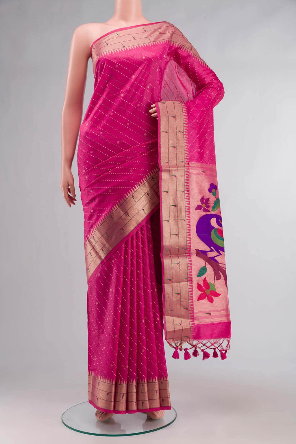 Pink Blended Raw Silk Saree