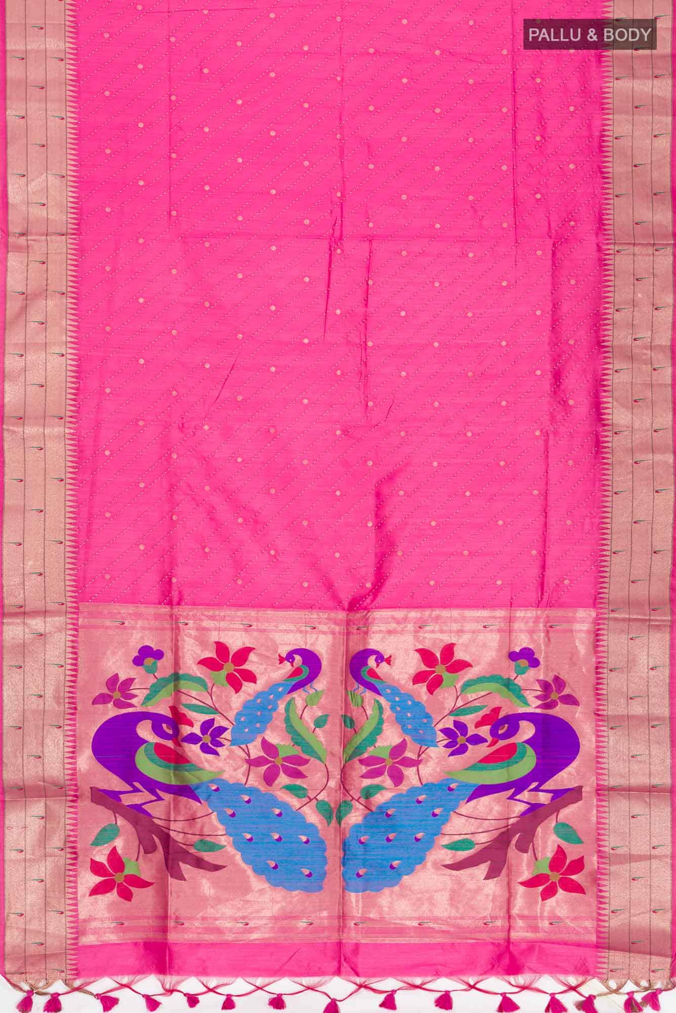 Pink Blended Raw Silk Saree