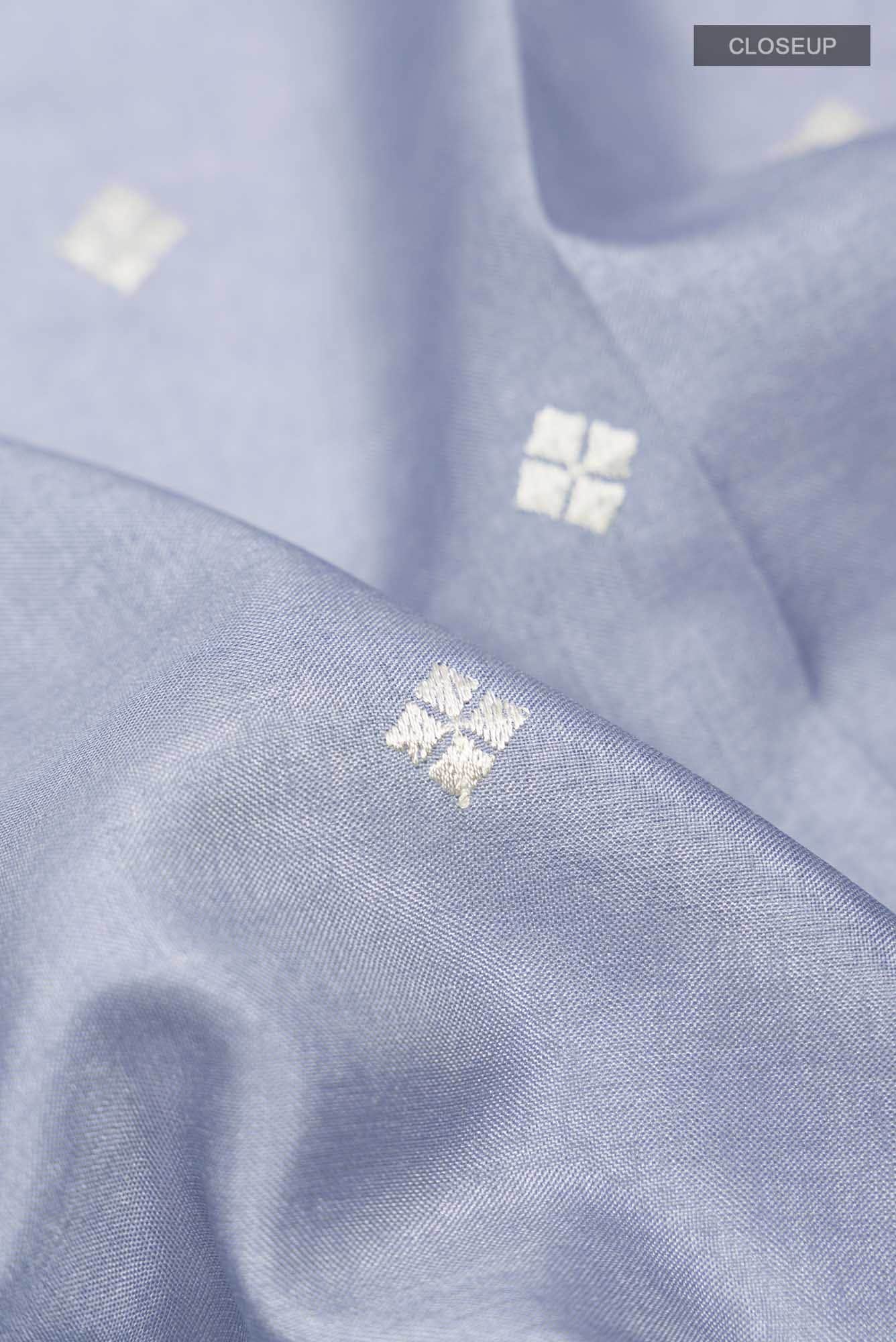 Blue Grey Blended Tussar Silk Saree